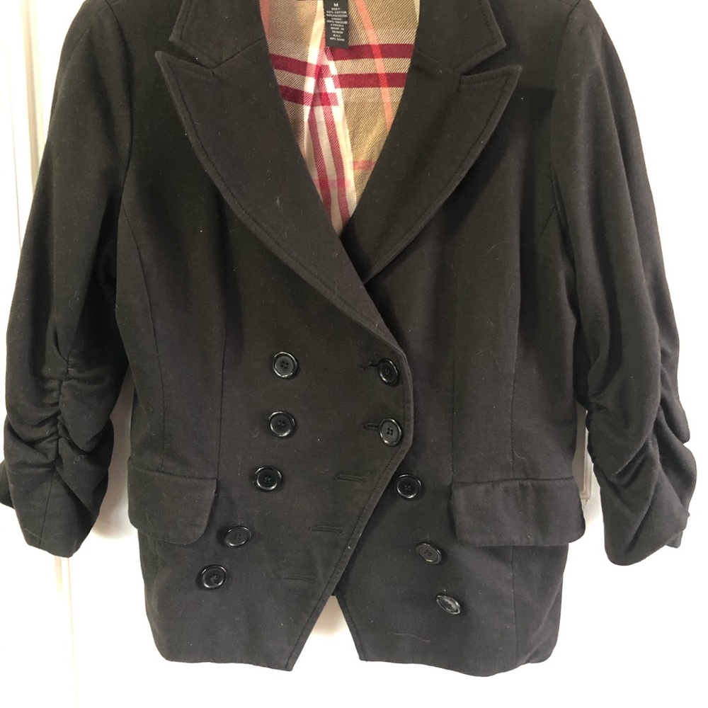 INC Black Blazer with Ruched Sleeves Size M